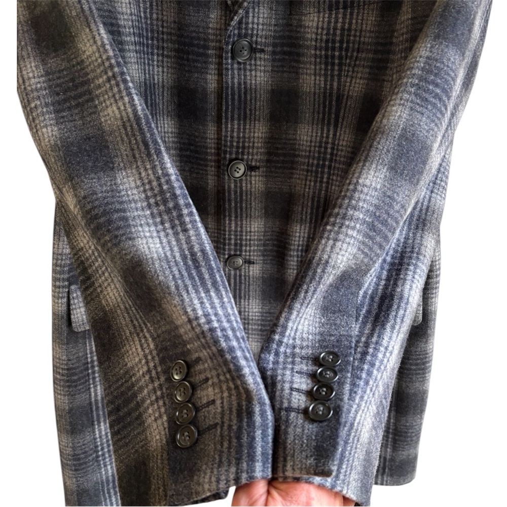 Topman - Sharp Men’s Gray/Black Plaid Wool Blend Car Coat. Size 44. New w/o tags - Picture 6 of 11